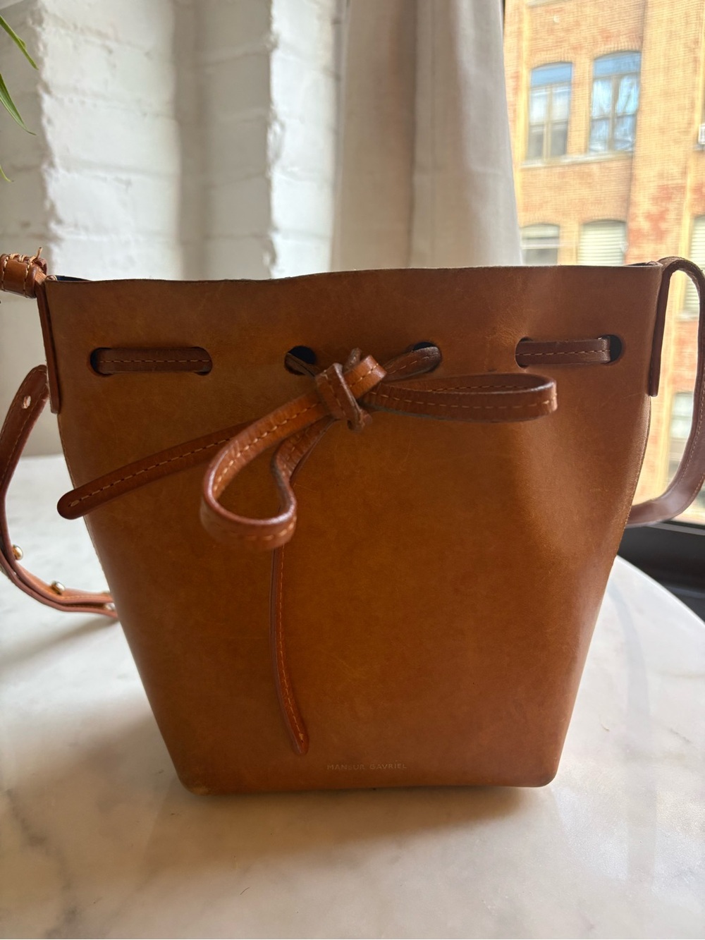 Mansur Gavriel Caramel Drawstring Mini Crossbody - Picture 4 of 7
